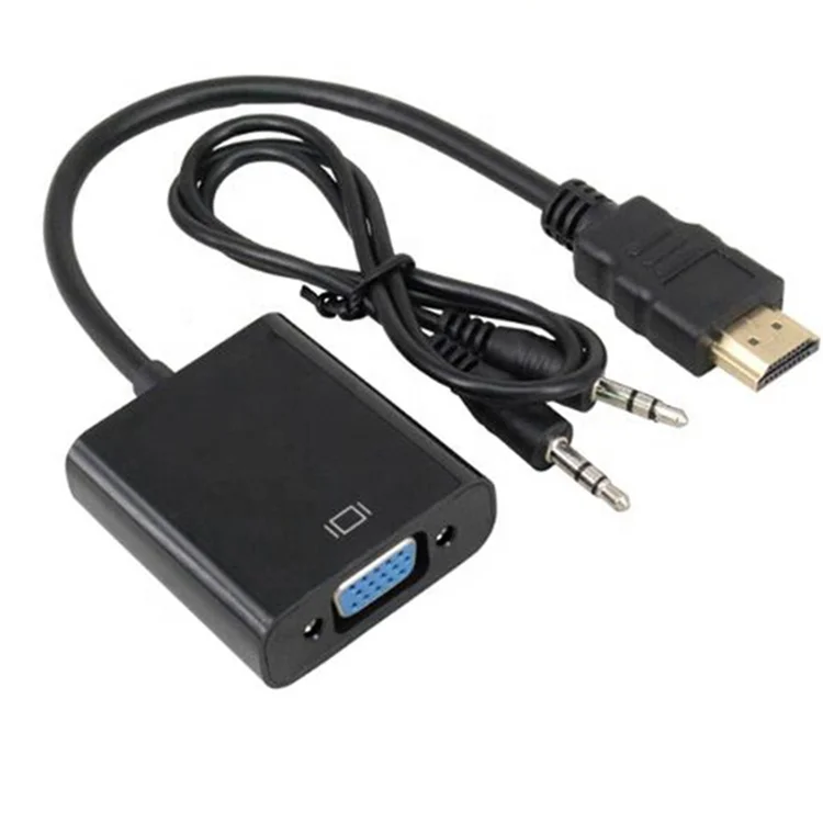 

Hot Selling 1080P HDMI TO VGA Adapter With AUX Black VGA To HDMI Power Supply Converctor