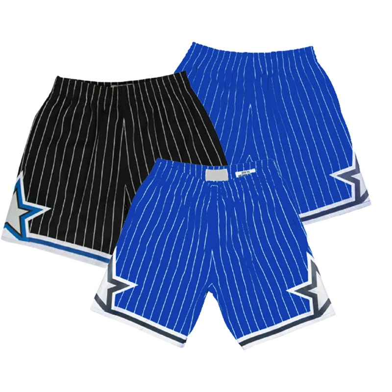 

Good Quality 1994 1995 Orlando Club Stripe Magic Blue Black Throwback Retro Vintage Basketball Shorts Sports Short Pants