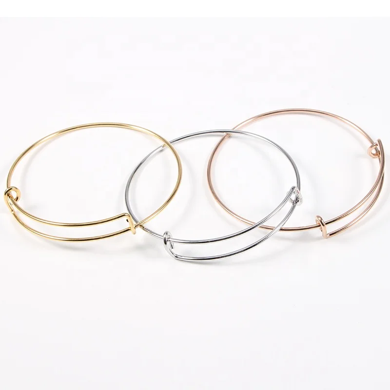 

60mm Stainless Steel Mirror Polished Bracelet Adjustable Wire Coil Bangle