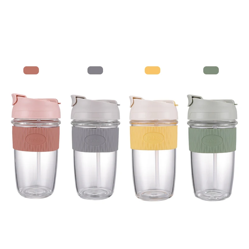 

Fashion design eco friendly Reusable Eco-Friendly Cute Mug 350ML Travel Keep Silicone Lid and Sleeve Glass Mug Coffee Cup, Yellow,green,pink,grey