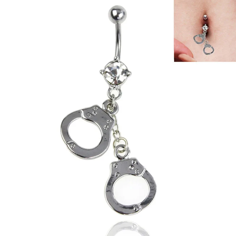 

316 stainless steel Material Piercing Jewelry electroplating handcuffs accessories pendant navel ring, Navel nail manufacturers
