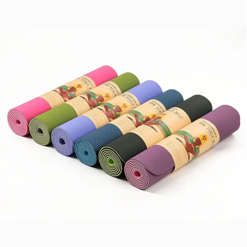 

Eco Tpe Custom Logo Exercise Black Non-Slip Tpe Yoga Mat With Strap, Green,blue,red,black or customized color