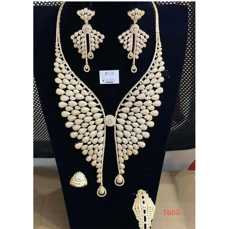 

Set-105 Xuping diamond women bridal luxurygold plated jewelry pakistani gold jewelry set