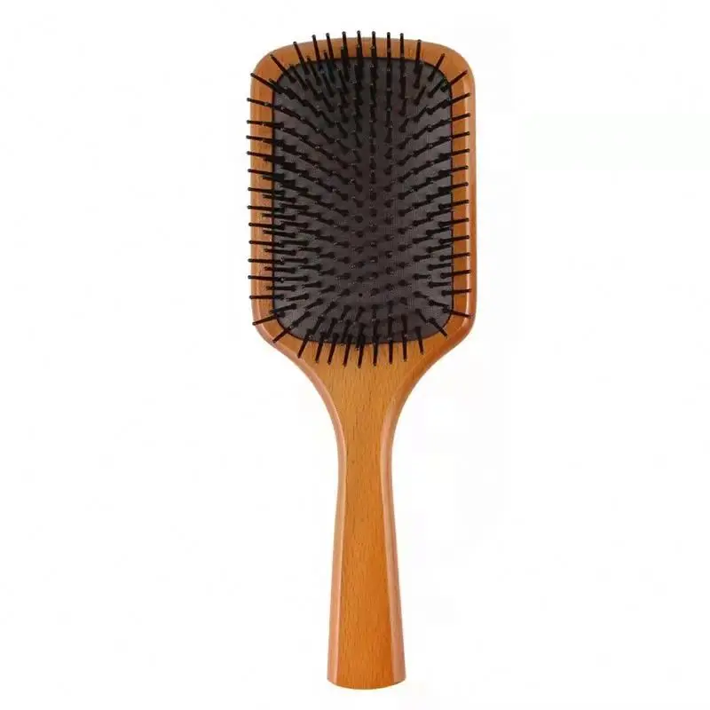 

Cepillo de pelo madera natural diseno cuadrado Hair Smooth Best Paddle Brush para mujer Madera Juego cepillos el cabello paleta