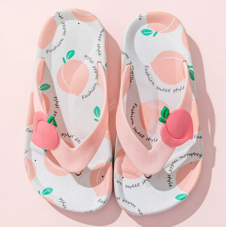 

New Children Flip-flops Lovely Cartoon Fruit Children Slippers Indoor and Outdoor Beach Children Slippers, As pic