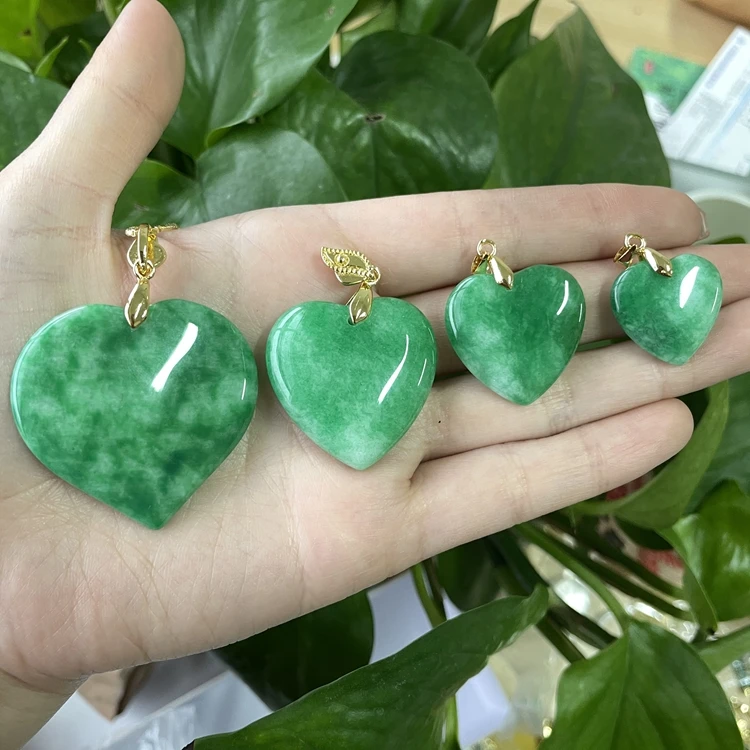 

jialin jewelry jade heart pendant natural stone solid green love shape jade heart necklace