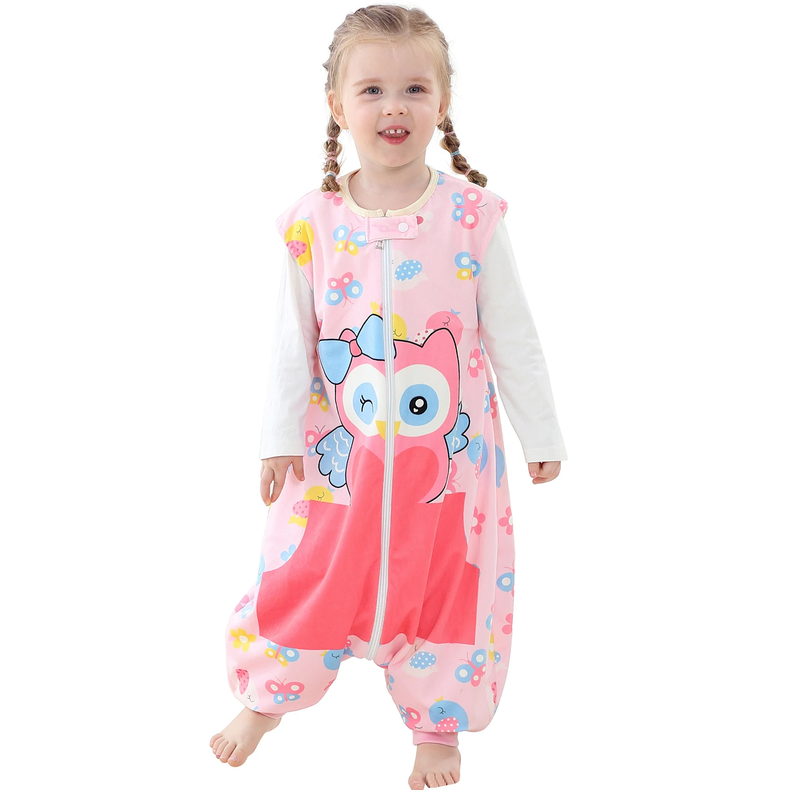 

Michley 1-6 Years Girls Pink Animal Sleeping Sack Kids Applique Soft Flannel Spring Children Sleepwear Pajama