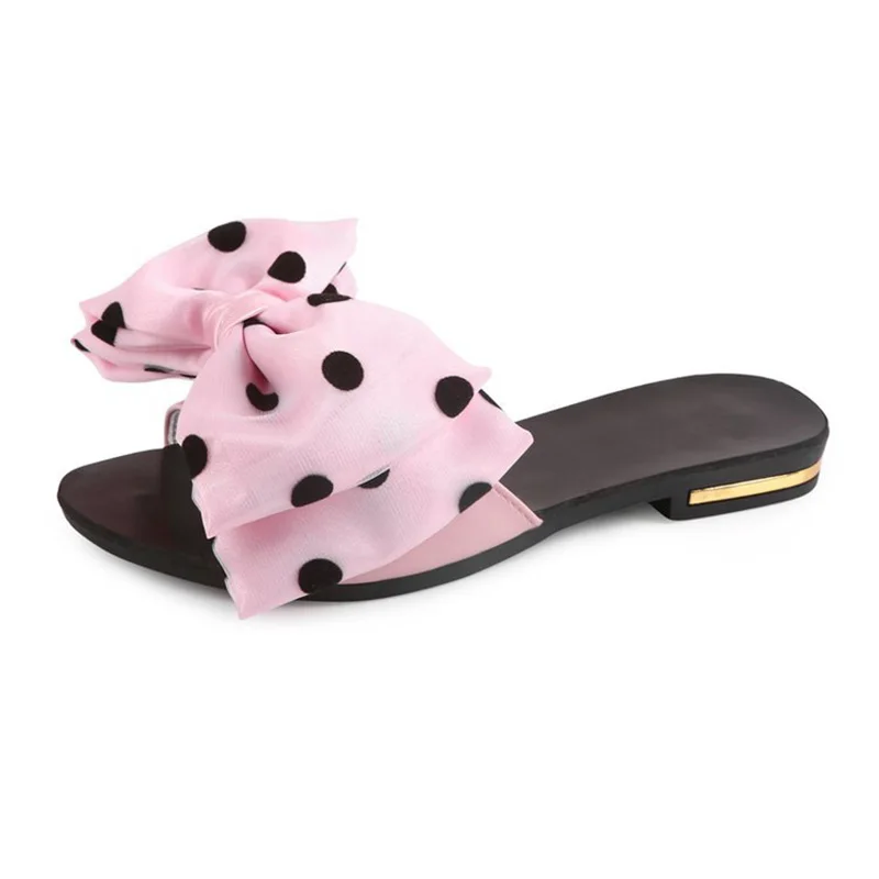 

women summer indoor new bow slippers outdoor non-slip comfortable beach slides sandals for female, White ,black ,pink