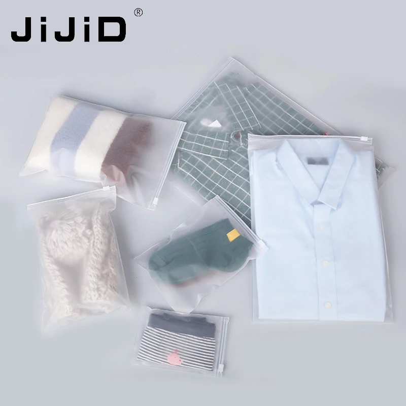 

JiJiD #18*28cm clear storage bags T Shirt Swimwear Clothing Packaging bag with frosted zipper bag for clothing
