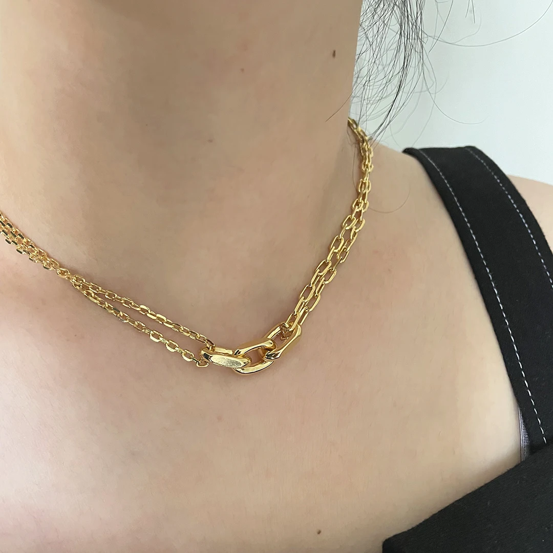 

Triple Circle Mixed Layered Chunky Chain Necklaces Curb Linked Gold Necklaces for Women Chic Minimalist Fashion Jewelry 2021 Hot, Gold/silver