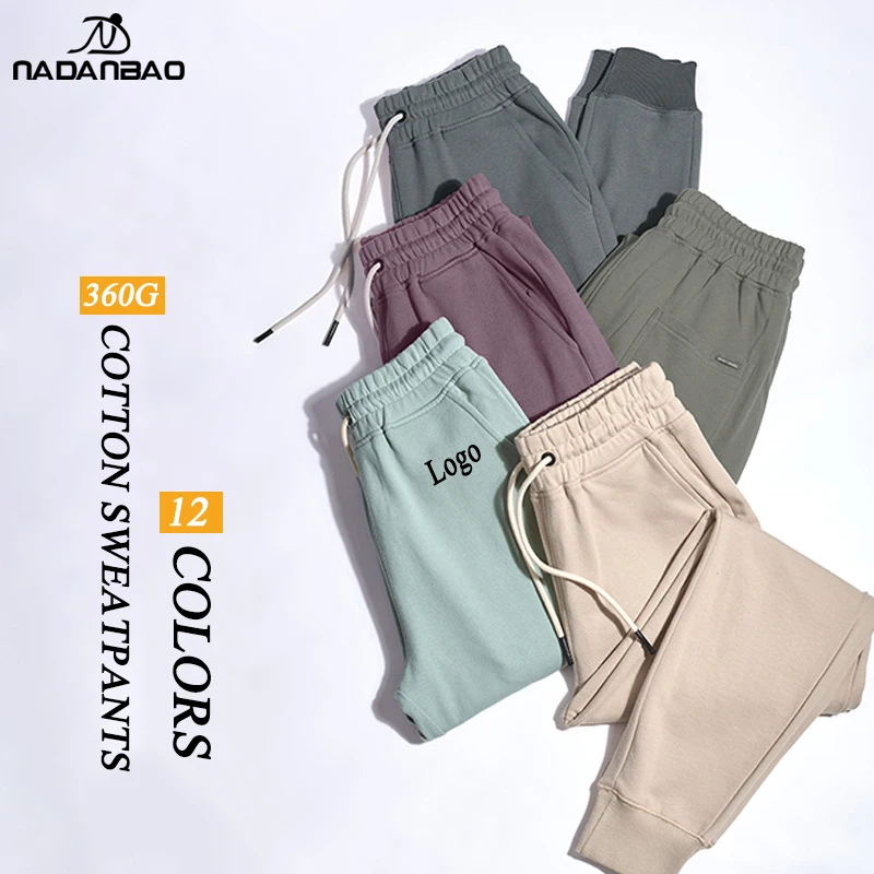 

Nadanbao 100% cotton sweatpants OEM custom logo loose streetwear casual mens pants pocket sweatshirt hoodies suit