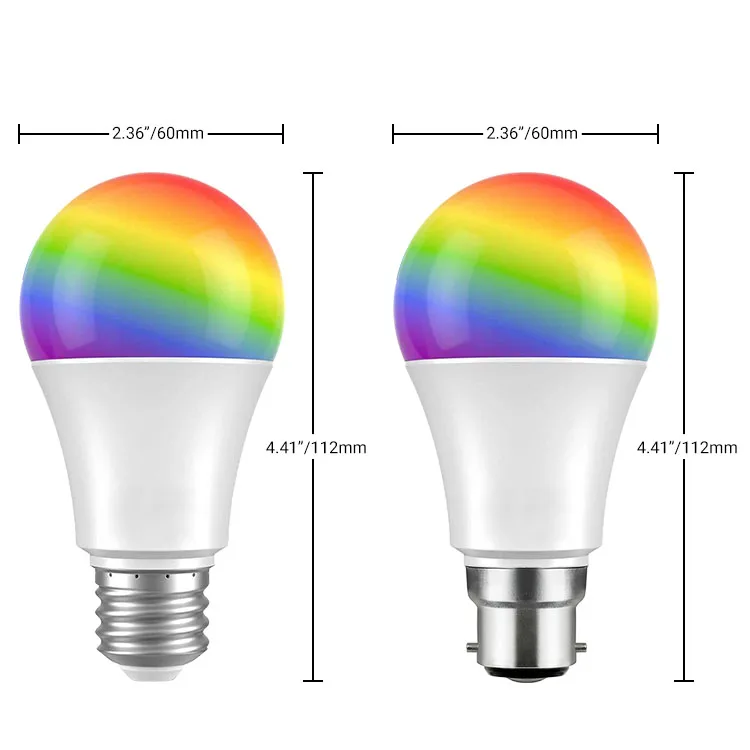 
Amazon Supplier A60 10w Smart LED Bulb Super Bright 2700-6500K Compatible With Tuya Google assistant Alexa 