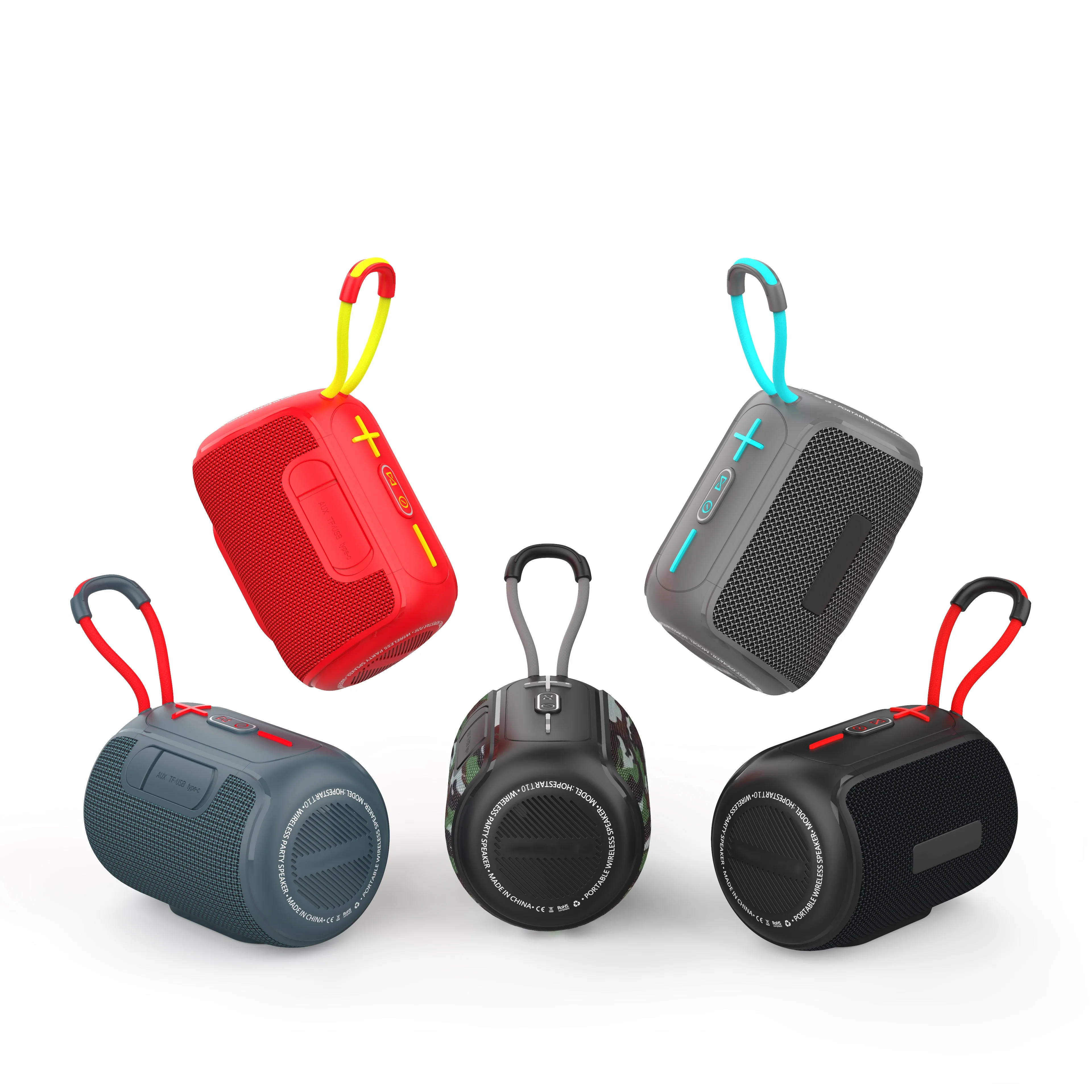 

T10 Portable Mini Speaker IPX5 waterproof grade Outdoor Wireless Subwoofer Stereo Wholesale custom Logo 5W Loudspeaker, Black red gray dark blue camouflage