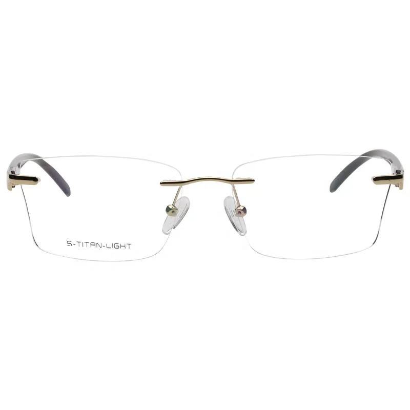 

Rimless Rectangle Ultralight Optical Eyeglasses Clear Lens Reading Glasses Frames, Black