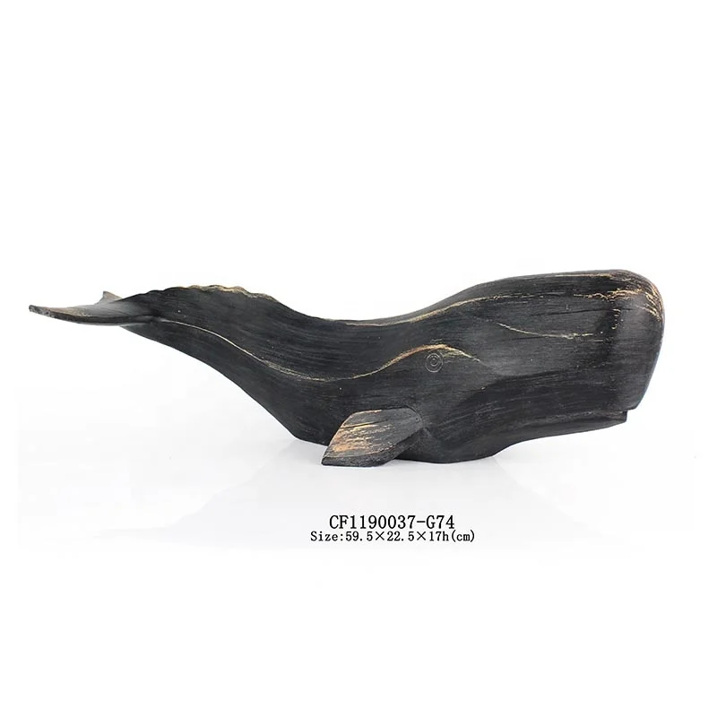 Ocean series decorative resin imitation wood hand painted whale decor details