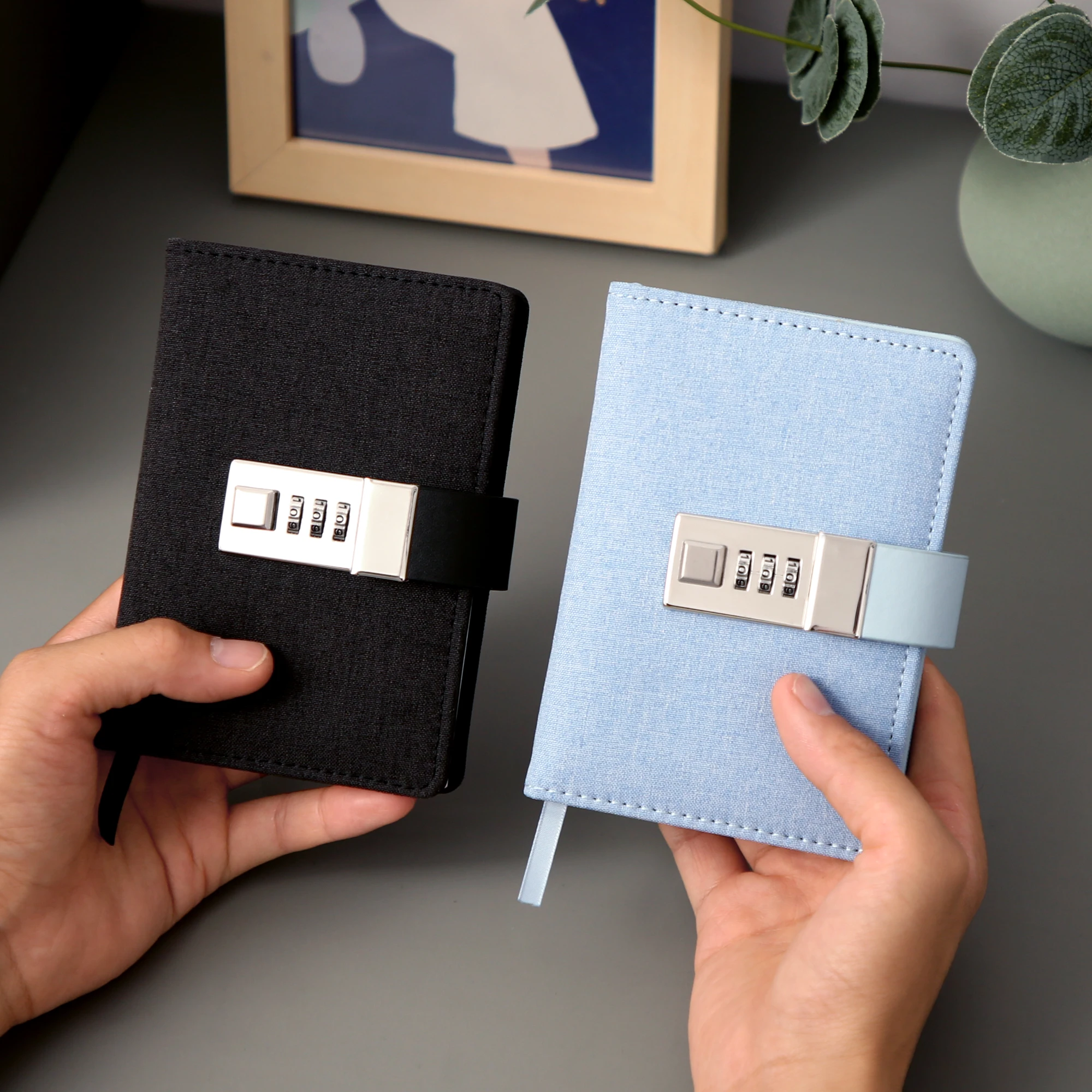 

CAGIE Fabric pocket password notebook with lock diary A6 journal notebook 5.8''*4'' hardcover password books