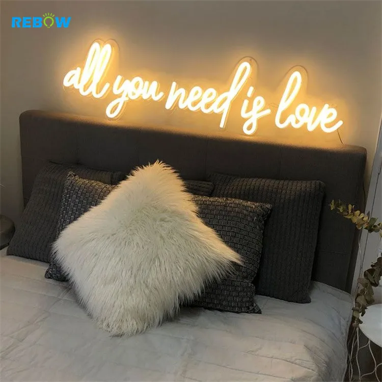 Drop Shipping All you need is love wedding neon sign 12V led 3d letter led acrylic neon rope light custom made neon acrylic sign