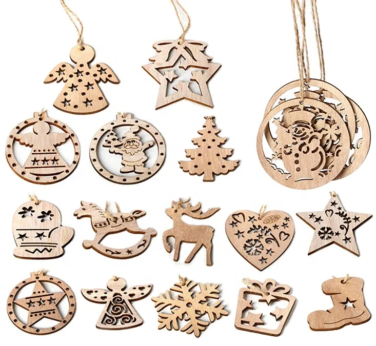 

Laser Cutting Christmas Decorations Outdoor Factory Christmas Crafts Small Wooden Hotel Hanging Pendant Outdoor Signs, Natural color