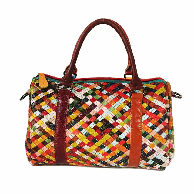 

Fashionable Genuine Leather Vintage Colorful Handbags For Women Woven Handbags Hobo Tote Cross-body Bags Women Handbags, Colors