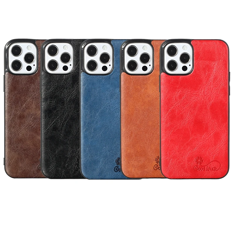

Good Luck Wax Skin Vintage Leather Soft IMD TPU Case For Iphone 12 Pro Max Mini 11 XS XR X 8 7 6 8 Plus Retro Phone Back Cover, Brown , black ,blue , orange, red