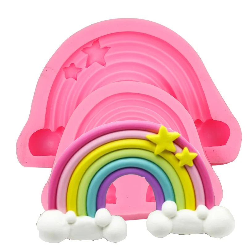 

Cloud Rainbow shape fondant cake silicone mold baking diy Mould cake decorationTools