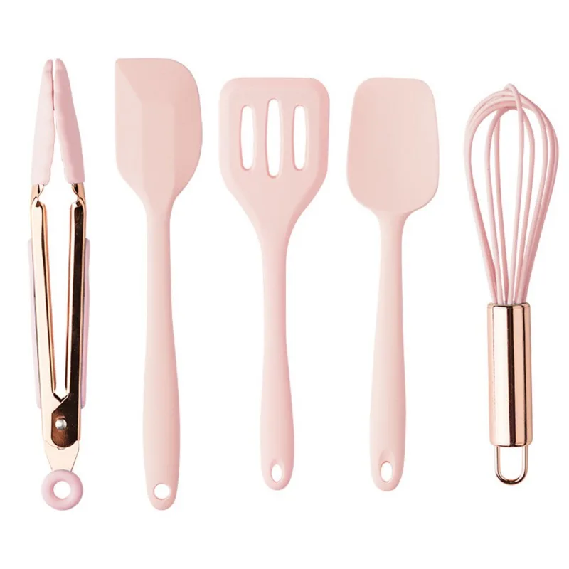 

5 Piece Baking Tools Silicone Kitchen Utensil Set Mini Size Non-Stick Spatula Set For Children, Customized