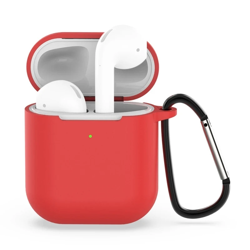 

2022 Bright and Pure for Apple AirPods 1 / 2 Wireless Earphones Shockproof Silicone Protective Case (Red)