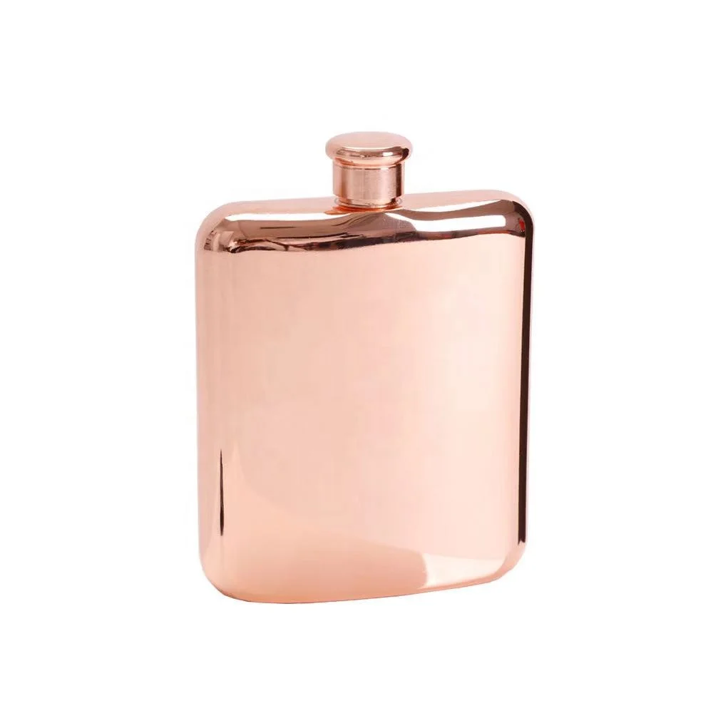 BPA free 6oz rose gold square 304 stainless steel hip flask