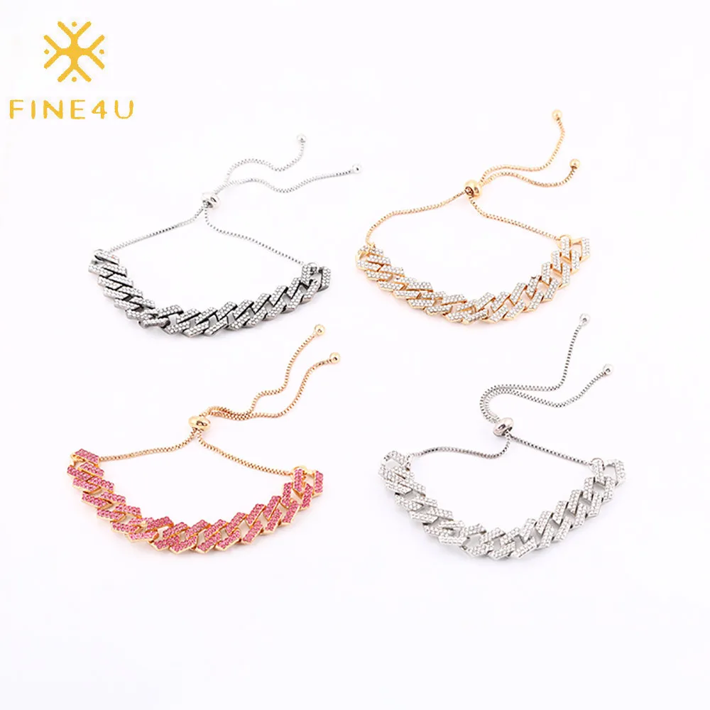 

Adjustable bracelets de cheville iced out bling pink rose gold plated cubic zircon foot chain link women jewelry cuban anklet, Gold, pink, steel, black