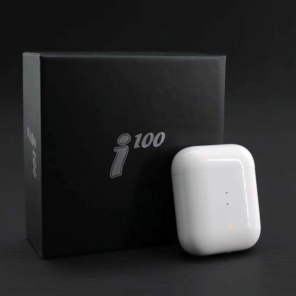 

2019 New i100 TWS Bluetooth 5.0 Ture Wireless Earbuds Earphones support Wireless Charging TWS super bass with black boxes, White