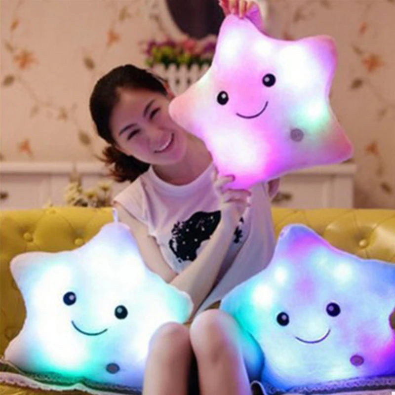 

Creative Luminous Pillow Stars Stuffed Plush Toy Glowing Led Light Colorful Cushion Birthday Gifts Toys For Kids