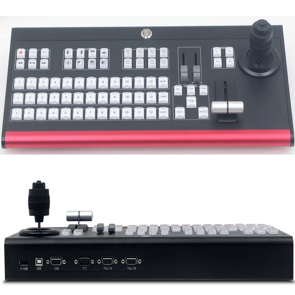 

Recording and broadcasting control keyboard multi format video switcher mixer Vmix video switching keyboard, Black and red