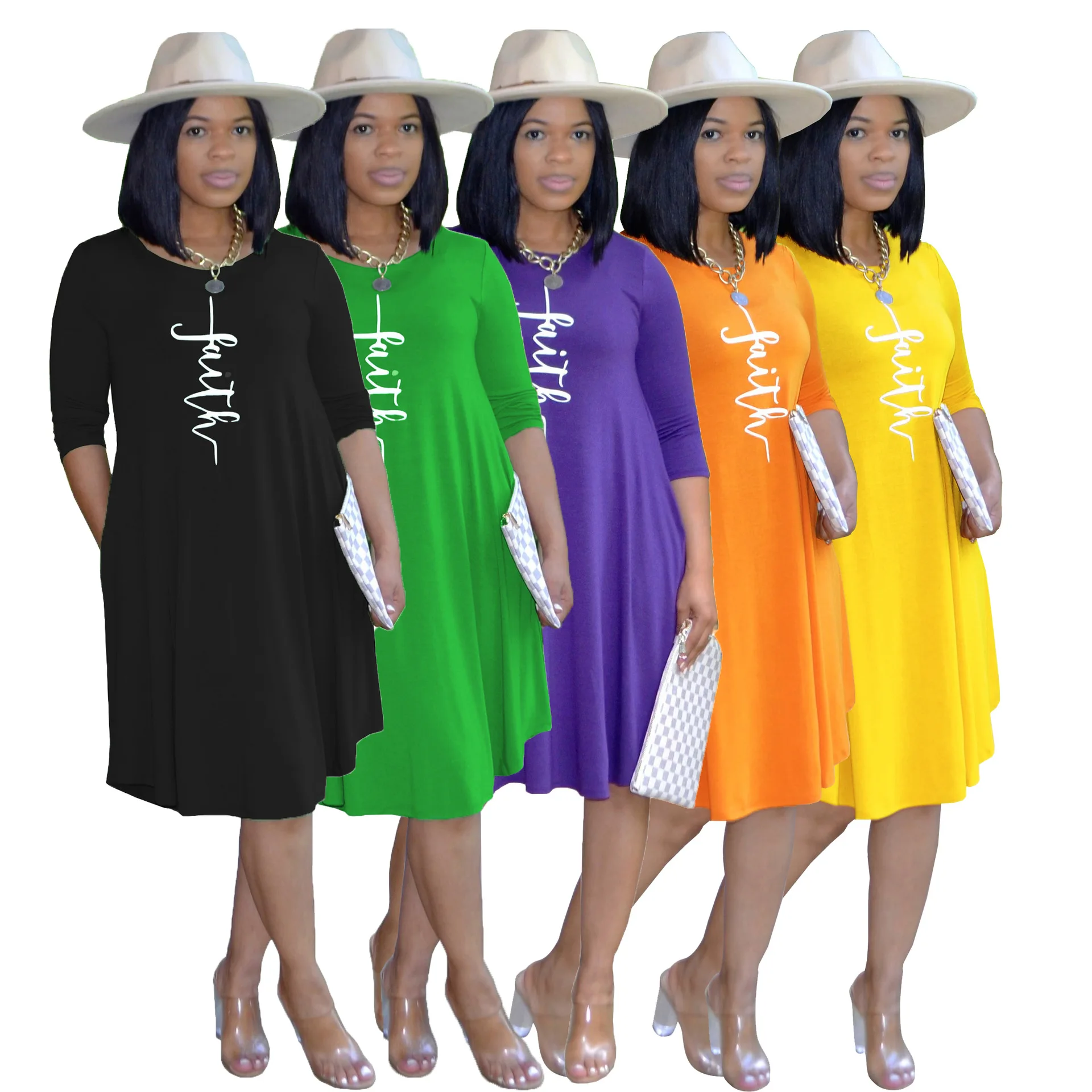 

Loose and breathable mid-length cotton casual print plus size summer maxi saia conjunto saia longa free prom dress