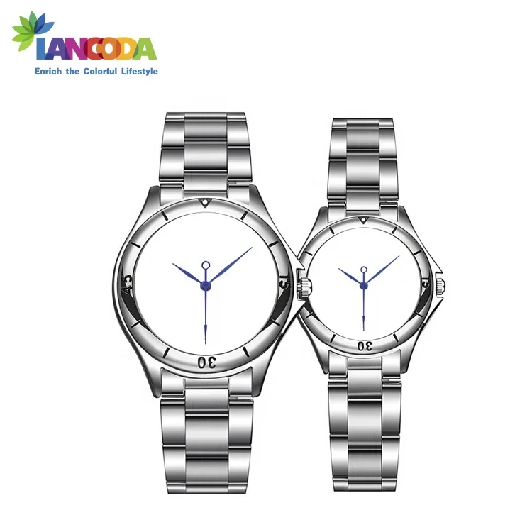 

Men's Stainless Steel Custom Photo Printing Sublimation Couple Lovers Watches