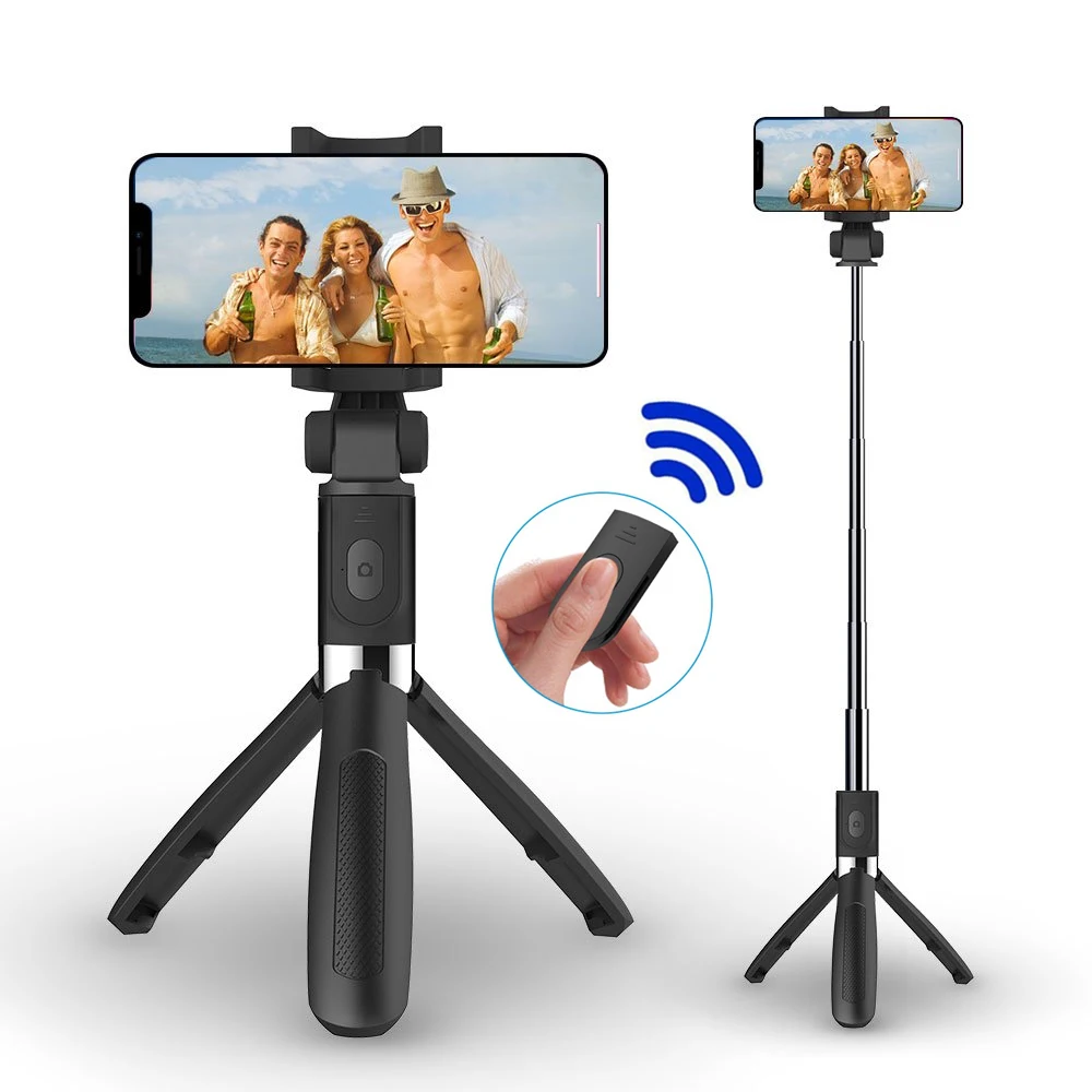 

360 Stretchable Foldable Wireless Selfie Stick Tripod with Remote Controller for Smartphone, Black, white(support customized color)