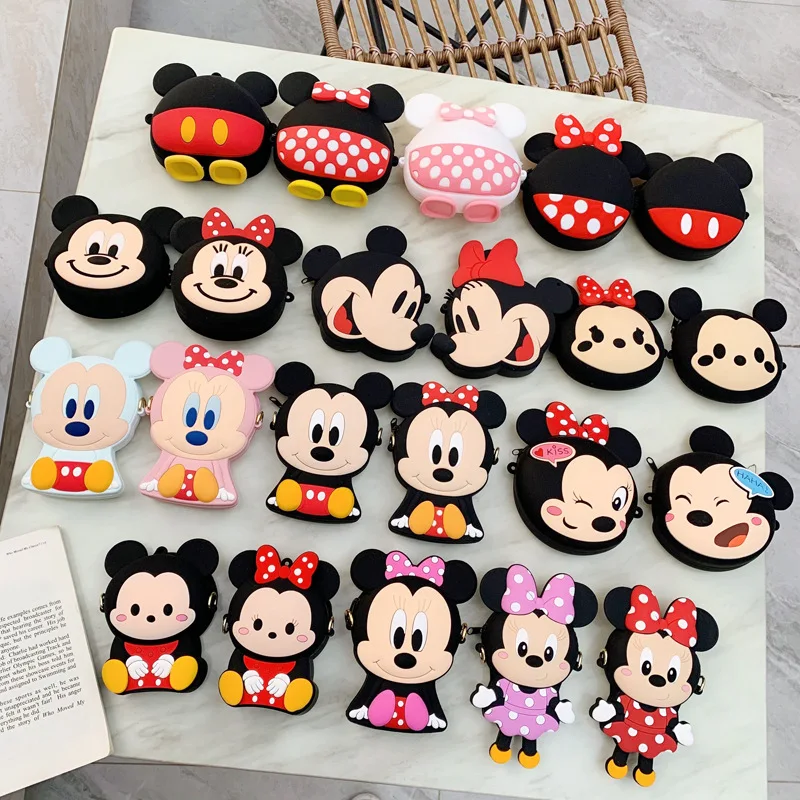 

little girl new silicone cartoon character minnie mickey crossbody shoulder bag cartoon girls hand coin purse