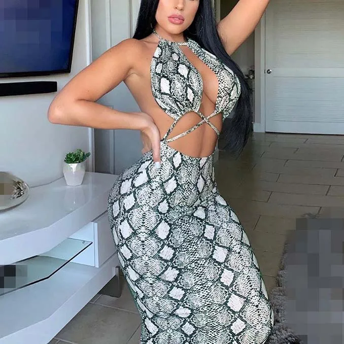 

FS0403D 2019 women snake print tops and dress two pieces sets
