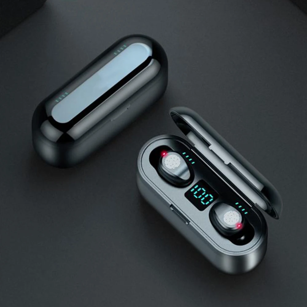 

2021 Mini headphones F9 TWS 5.0 Wireless Earbuds Earphone With 2000mAh Charging Sports Gaming Headset With LED Display headphone