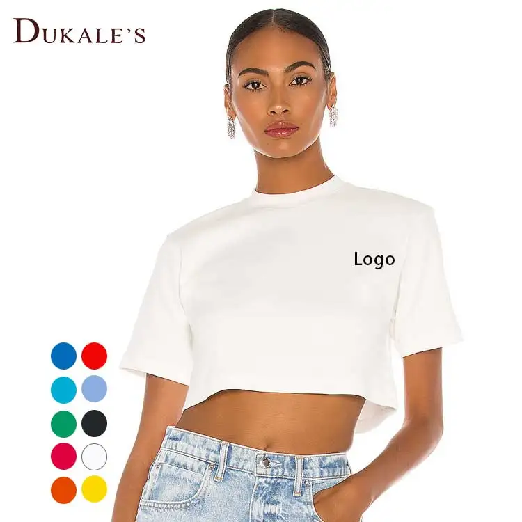 

Ladies blank crop top tee roll cuff boxy t-shirt drop shoulder cotton white t shirt women pastel tshirt cropped top boxy t-shirt