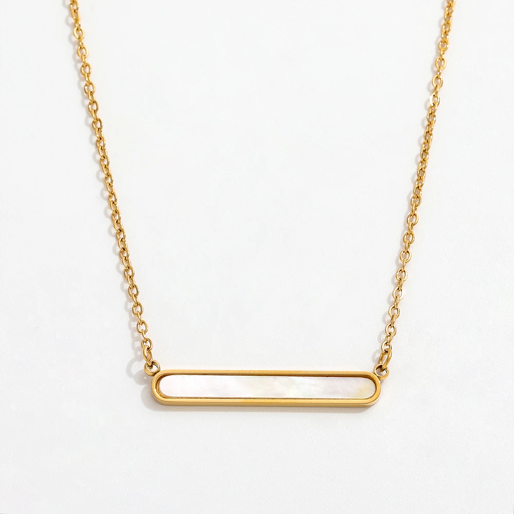 

Joolim Jewelry 18K Gold Plated Shell Bar Pendant Choker Necklace Stainless Steel Jewelry Wholesale