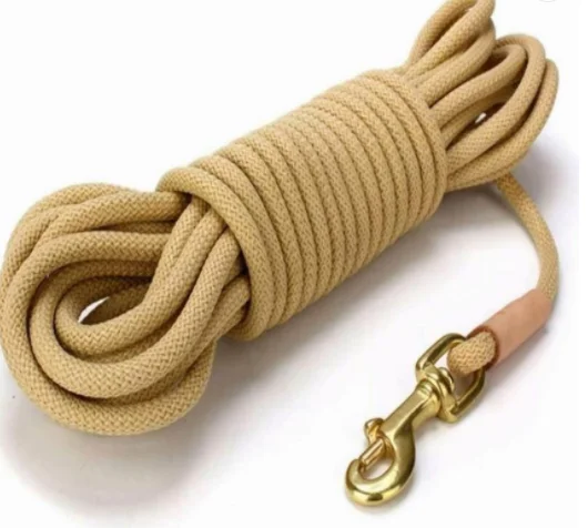 

Long Dog Lead Training Leash Tracking Line with Comfortable Handle Heavy Duty Puppy Rope Lead, Brown,beige
