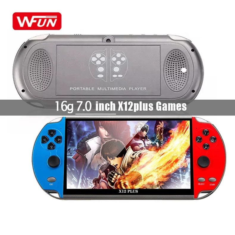 

7 Inch X12 Plus Game Player Handheld Console LCD Portable Hand Video Games Consola for Kids and Adult, Red mix blue