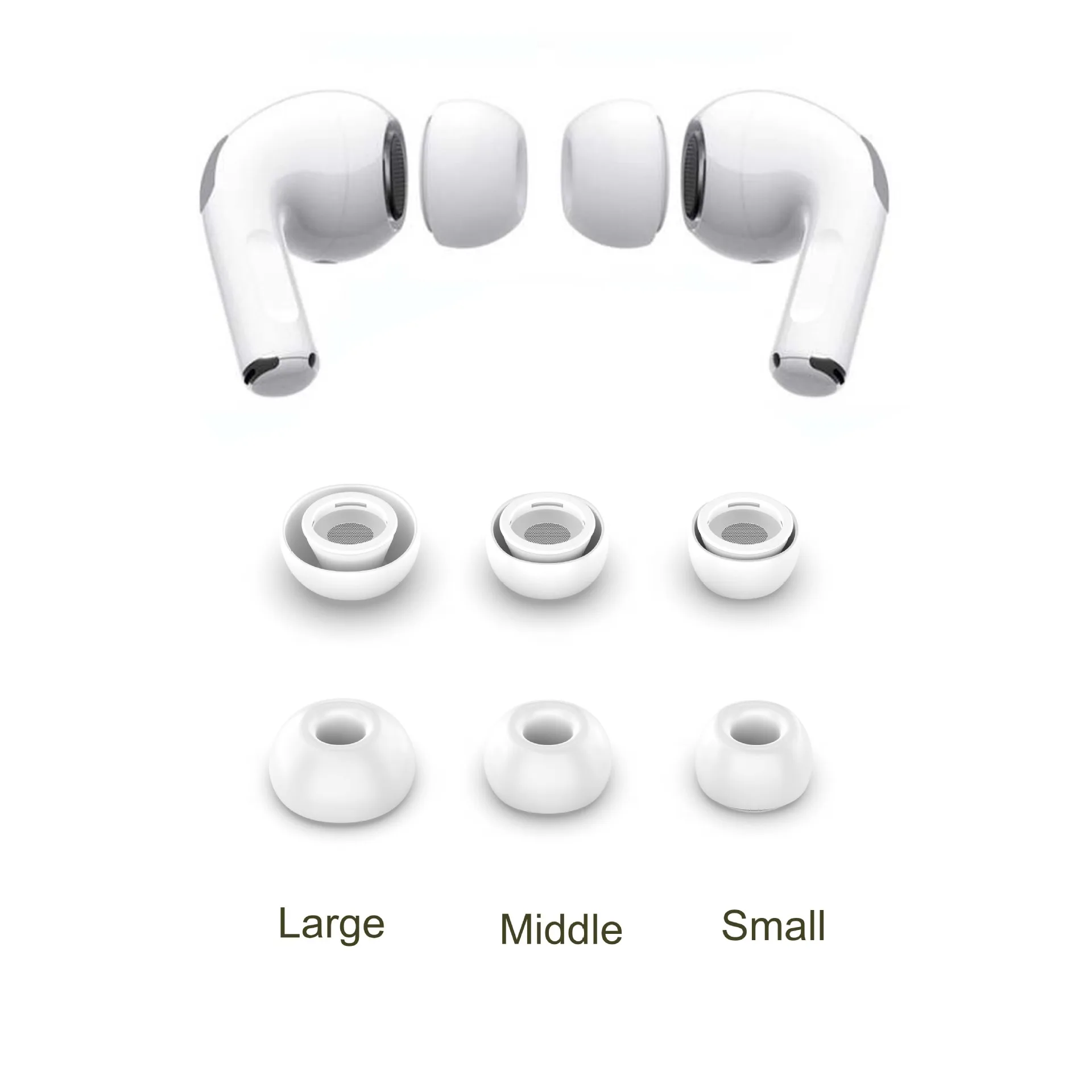 

Replacement Earbud Ear Tips Covers for Apple AirPods Pro Earhooks - Small, Medium and Large