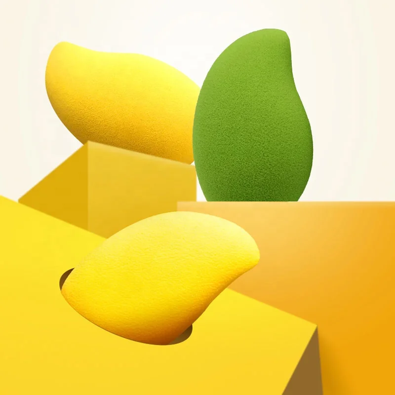 

Beauty Trend Big Mango Shape Beauty Makeup Cosmetic Puff Facial Beauty Sponge Blender, Green and yellow