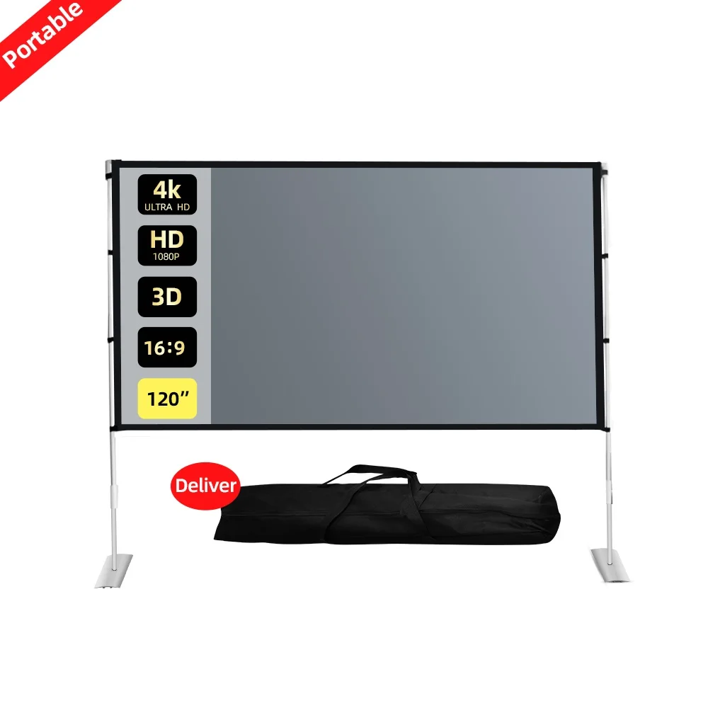 

LEJIADA Projector Outdoor Anti-Light And Gain Protection Folding Screen 16:9 60 72 84 100 120 Inch Home With Bracket Curtain