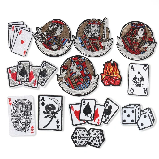 

Garment Accessory Playing Card Roll Dice Shape Thermal Sticker on Clothes Logo Decorative Stickers Iron for Clothes