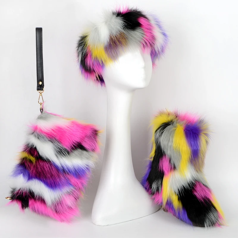 

Women's winter fashion suit with boots handbag and headband, Mixed colors