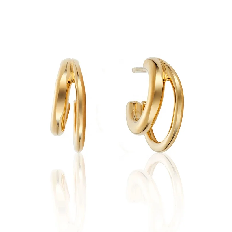 

Gemnel jewellery 18k gold solid sterling silver duo hoops double earrings