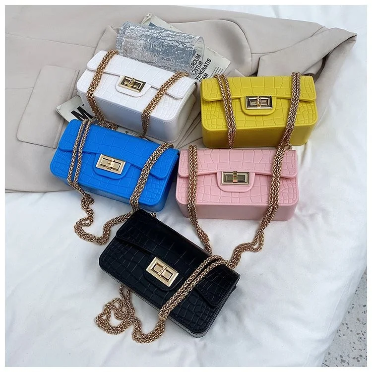 

Hot selling crocodile pattern small square jelly bag designer purses and handbags for women 2021 purses, 5 colors