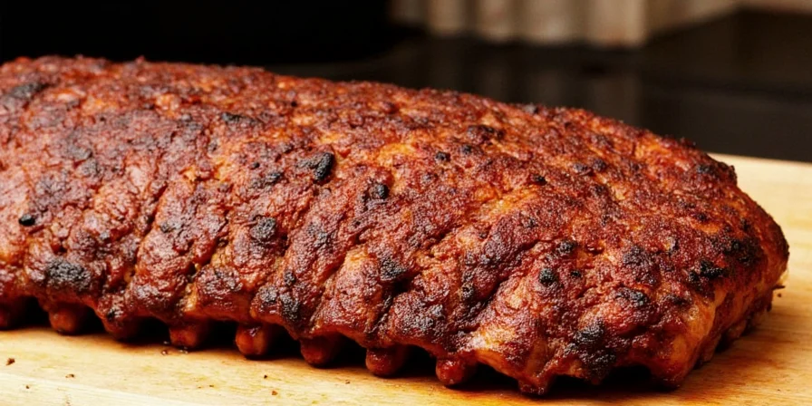 Ribs cooking in the oven with a spice rub